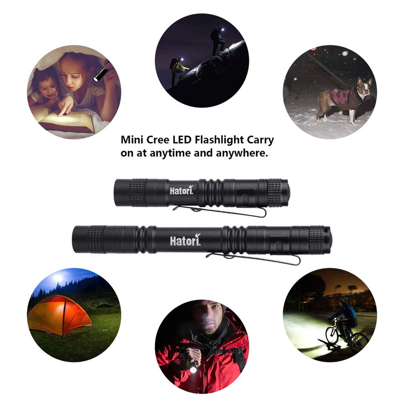 Hatori Super Small Mini LED Flashlight Battery-Powered Handheld Pen Light Tactical Pocket Torch with High Lumens for Camping, Outdoor, Emergency, Everyday Flashlights, 3.55 Inch - NewNest Australia