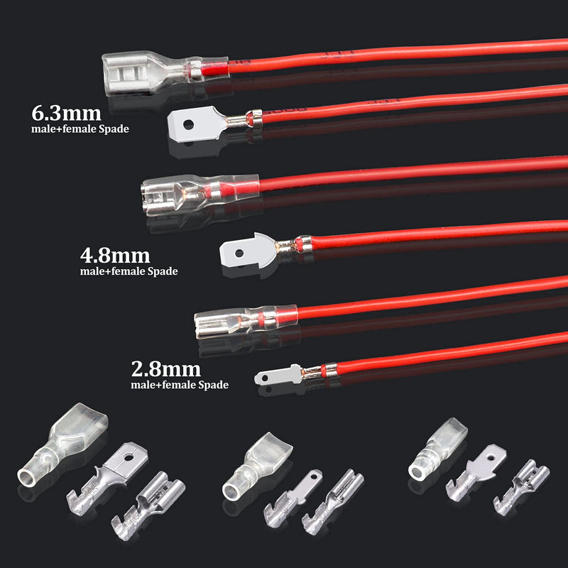 Twidec/360Pcs 2.8/4.8/6.3mm Quick Splice Male and Female Wire Spade Connector Crimp Terminal Block Assortment Kit with Insulating Sleeve for Electrical Wiring Car Audio Speaker - NewNest Australia