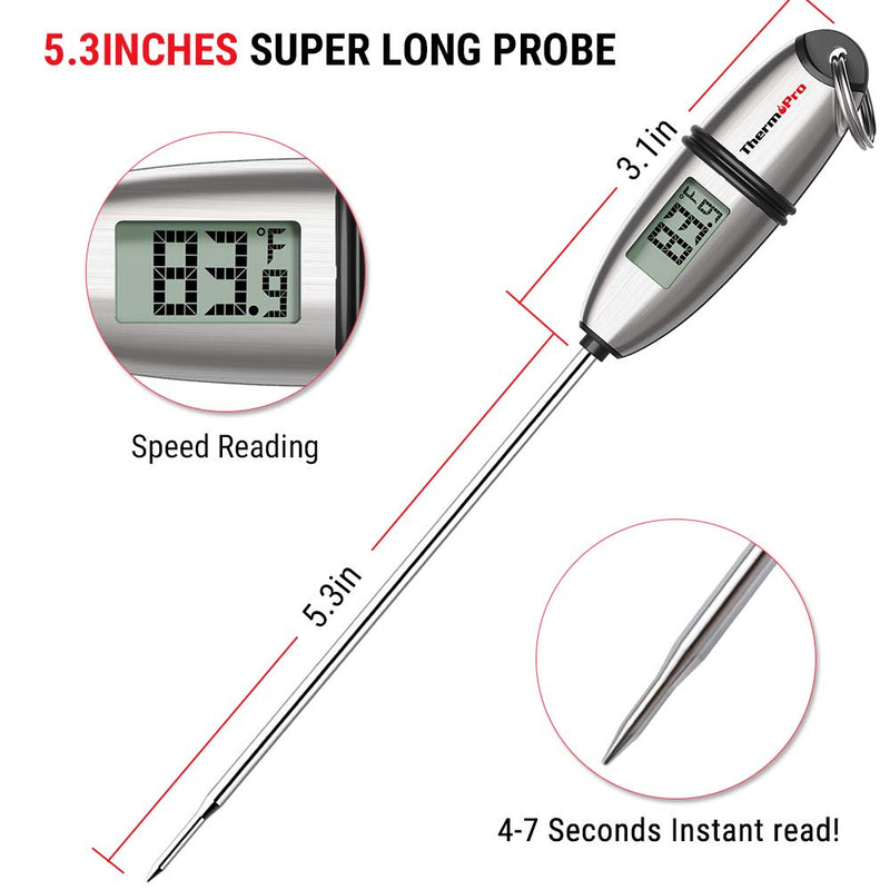 NewNest Australia - ThermoPro TP-02S Instant Read Meat Thermometer Digital Cooking Food Thermometer with Super Long Probe for Grill Candy Kitchen BBQ Smoker Oven Oil Milk Yogurt Temperature 1 