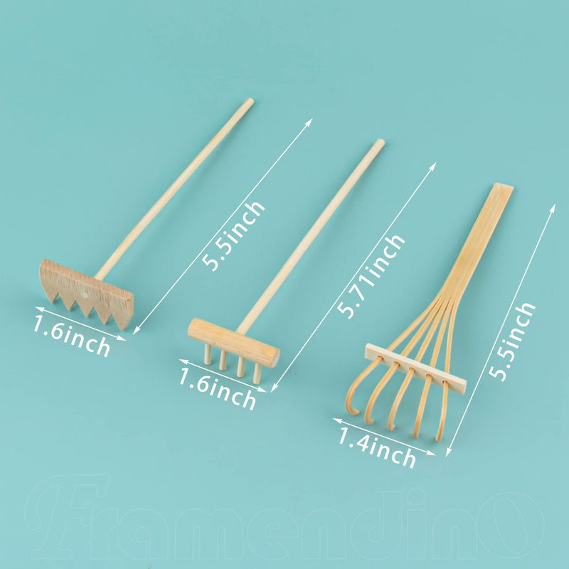 Framendino, 3 Pack Mini Sand Rakes Zen Bamboo Garden Drawing Rake Pen Tools for Office Desktop Decor - NewNest Australia