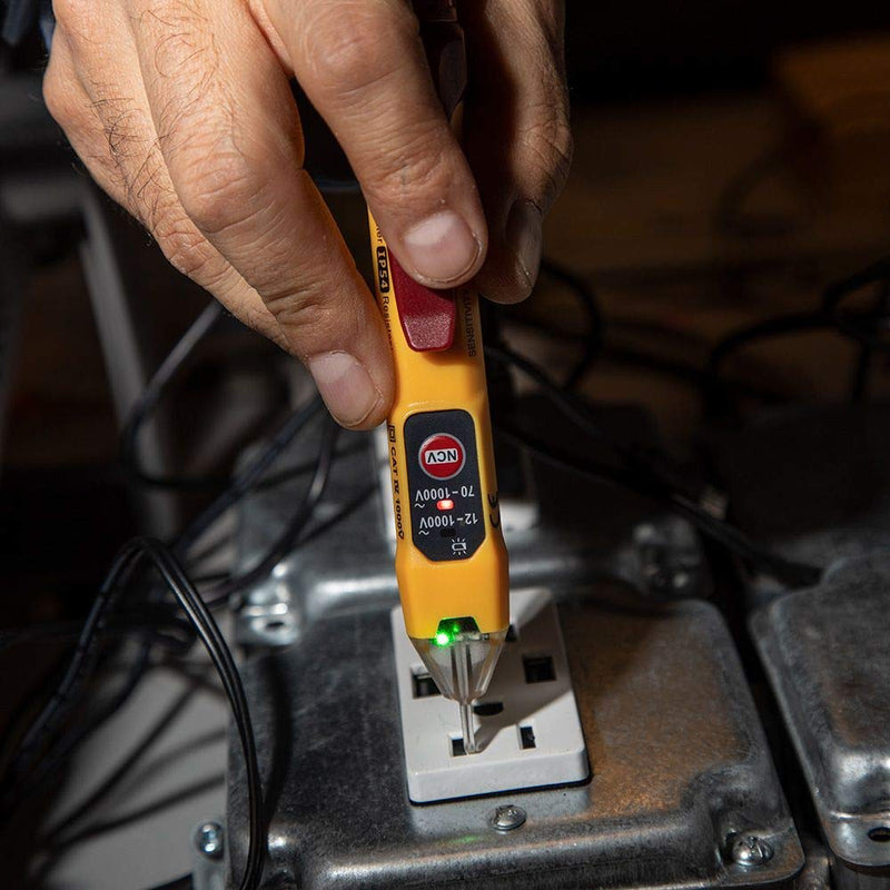 Klein Tools NCVT2P Dual Range Non Contact Voltage Tester, 12 - 1000V AC Pen, Flashing LED and Audible Warning Alarms, Pocket Clip Volt Tester - NewNest Australia