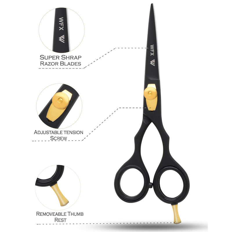 Hairdressing Scissors Hair Cutting Scissors Hairdresser Professional Hairdressers Haircut Scissors Sharp Adjustable Styling Men Women (Black) Black - NewNest Australia