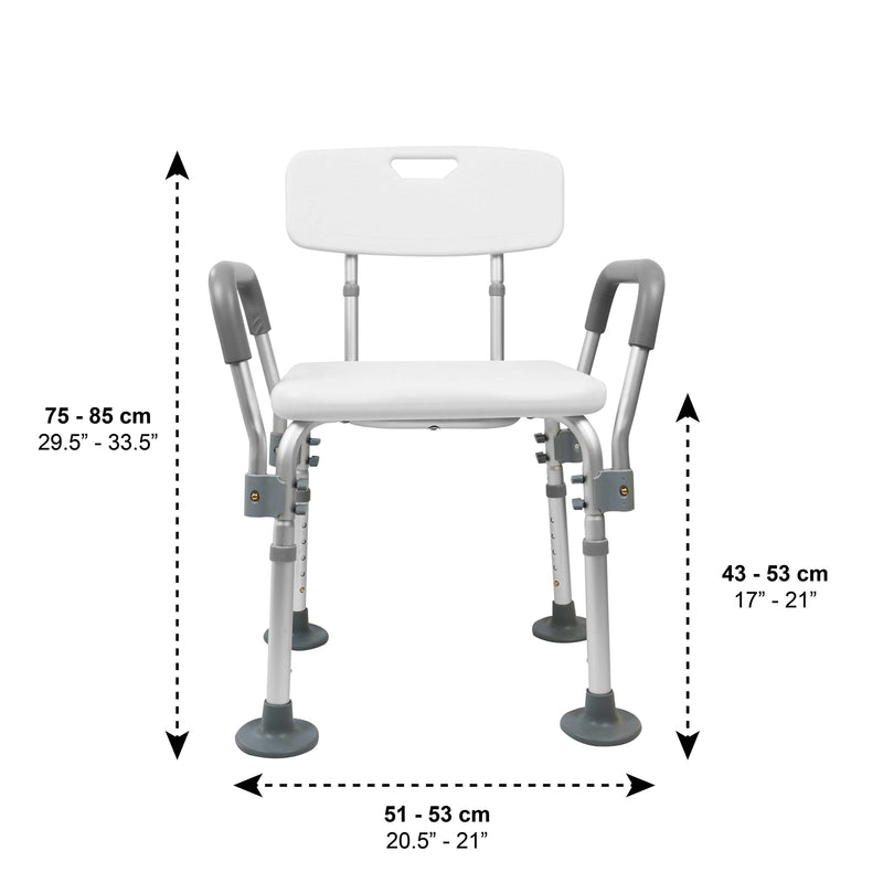 Pepe Shower Chair For Seniors With Backrest, Shower Stool With Armrests, Bathroom Chair For Shower, Shower Seat For Seniors, Height Adjustable, Bath Chair With Backrest, Shower Chair, White, Tool-Free - NewNest Australia