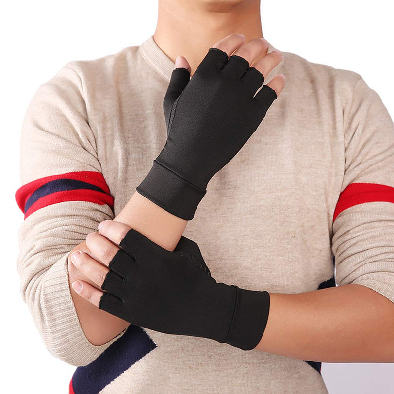 Upgraded Half Finger Arthritis Gloves Compression Therapy Gloves Relief Stiff Joints, Inflammation, Carpal Tunnel, Rheumatoid Pain, Non Slip Cosy Gloves for Housework, Typing, Cycling, Driving L Half Finger Gloves - NewNest Australia