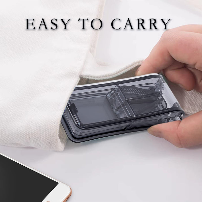 ILLUVA Tablet Divider for Small and Large Tablets, Pill Divider with Tablet Storage Compartment for Tablets Cut into Half a Quarter (Black) - NewNest Australia