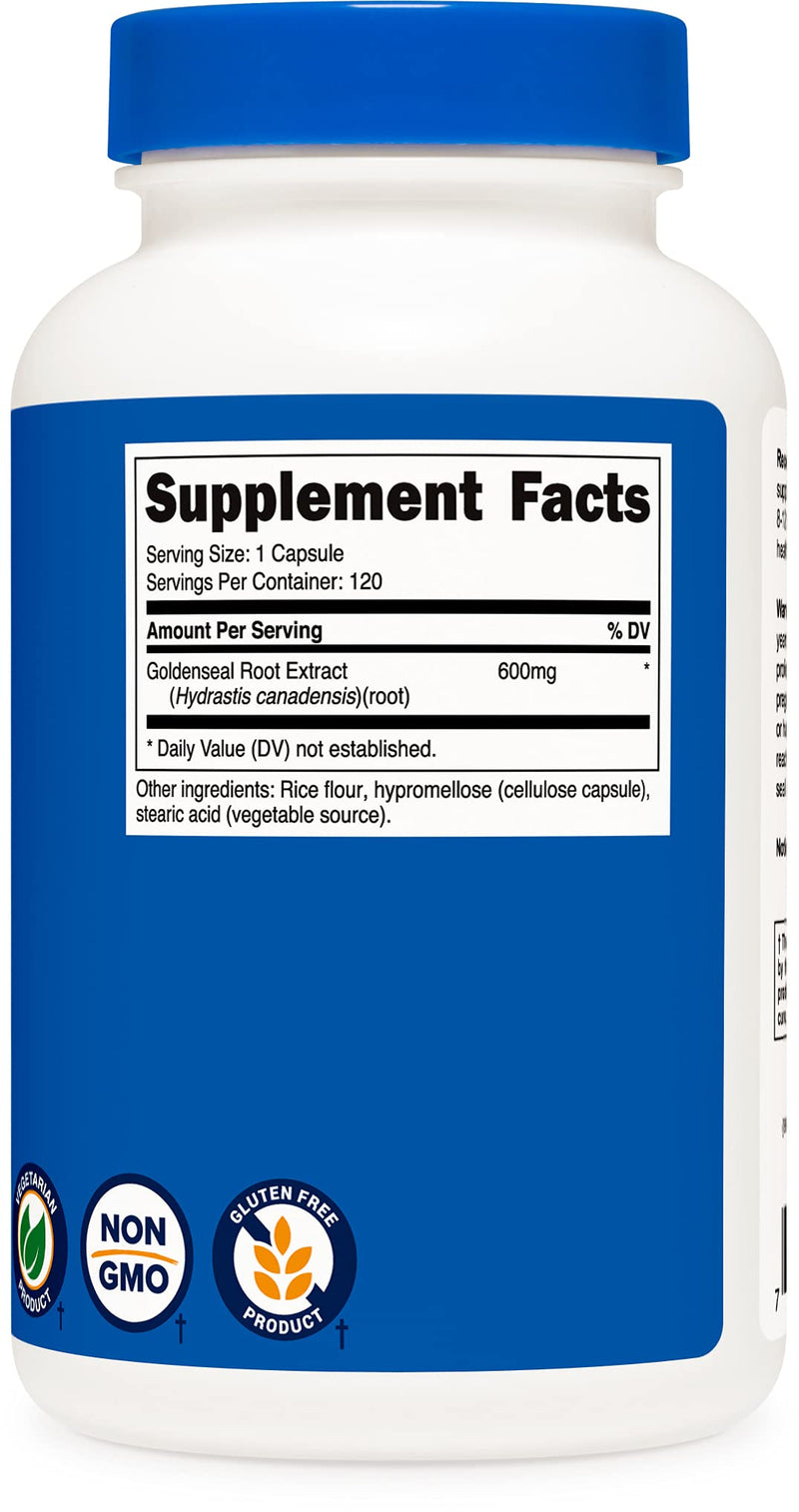 Nutricost Goldenseal Root 600mg, 120 Capsules - Non-GMO, Gluten Free, Vegetarian Capsules 120 Count (Pack of 1) - NewNest Australia