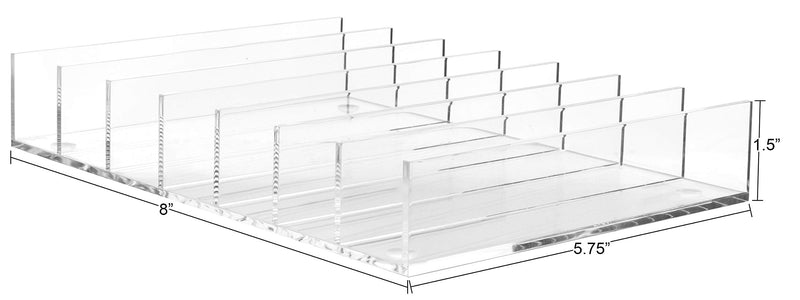 Mantello BPA-Free Acrylic 7-Section Divided Makeup Palette Organizer Holder - Ideal for Adding Storage on Bathroom Counter-Tops - Easy to Clean - 8 in x 5.75 in x 1.5 in - Clear - NewNest Australia