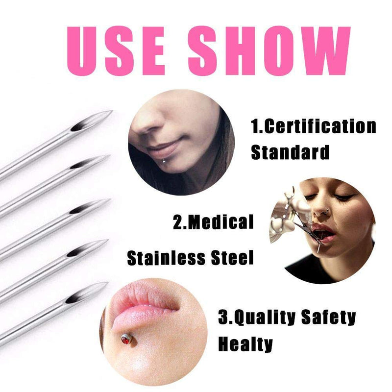 Body Piercing Needles, ATOMUS 14G 16G Stainless Steel Sterile Disposable Ear Nose Navel Nipple Lip Piercing Needles (100pcs 14G) 100pcs 14G - NewNest Australia
