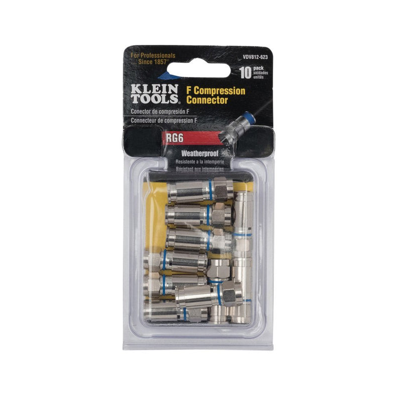 Klein Tools VDV812-624 Weatherproof Compression F-Connector for RG6 Coax Cable, 50-Pack 50 Pack - NewNest Australia