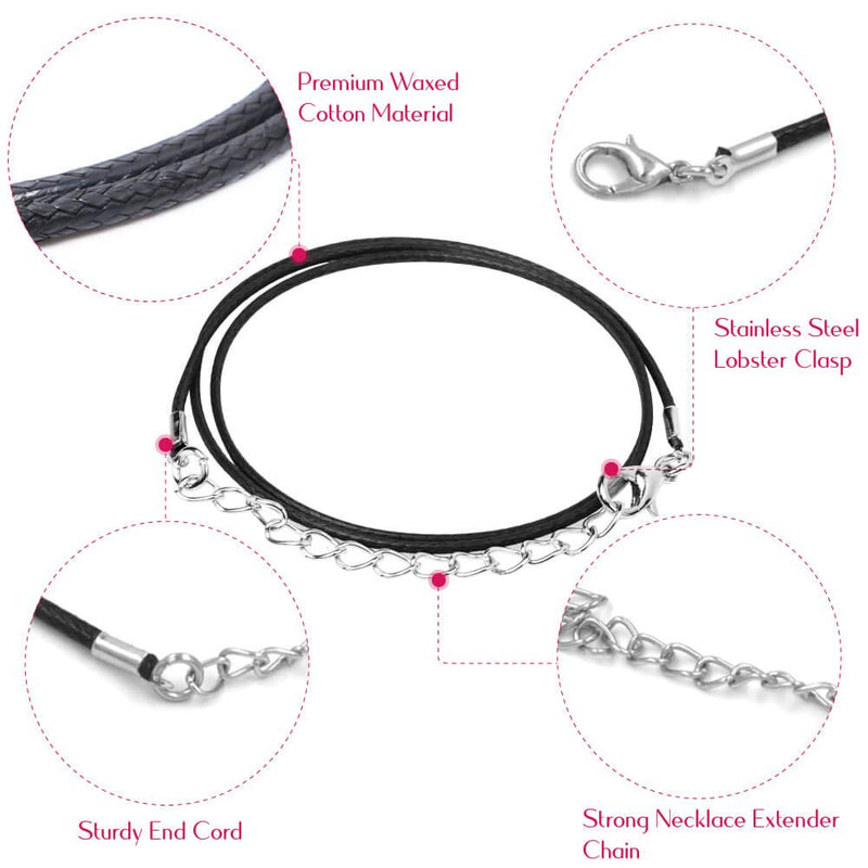 Selizo 100Pcs Necklace Cord for Jewelry Making, Black Waxed Necklace Cord String for Jewelry Necklace Bracelet Making Supplies - NewNest Australia