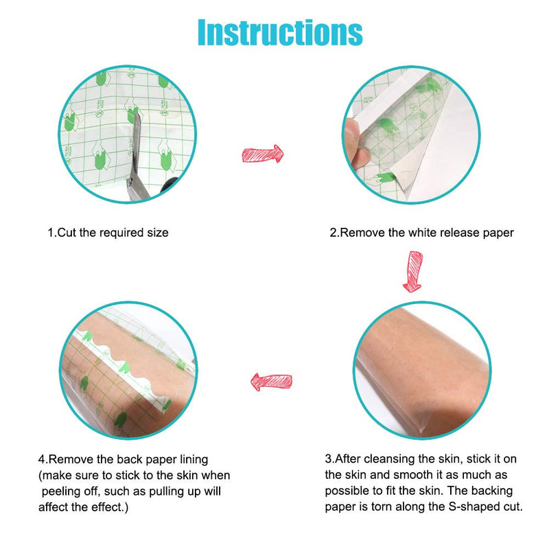 wordmouk Waterproof Transparent Film Roll Adhesive Tape Medical Wound Dressing Fixer Plaster Stretch Fixation Tape Tattoo Aftercare Bandage Anti-Allergic self-Paste (10cmX10m) - NewNest Australia