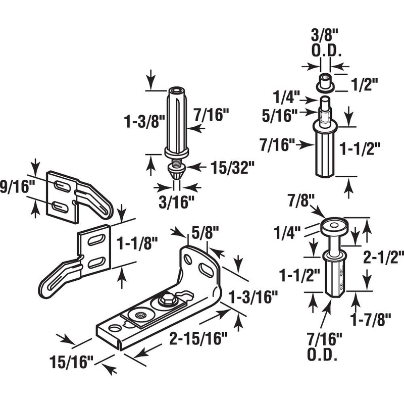 Prime-Line N 7530 Bi-Fold Door Hardware Repair Kit, Includes a Bottom Bracket, Top and Bottom Pivots, a Guide Wheel and a Pair of Door Surface Aligners, Pack of 6 Components - NewNest Australia