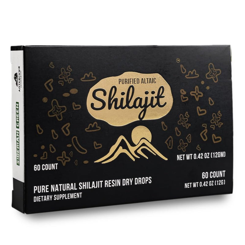 Pure Shilajit Dry Drops from the Siberian Green Altai "Golden Mountains" - 60 pieces (200 mg) Authentic plant-based trace elements & fulvic acid - NewNest Australia