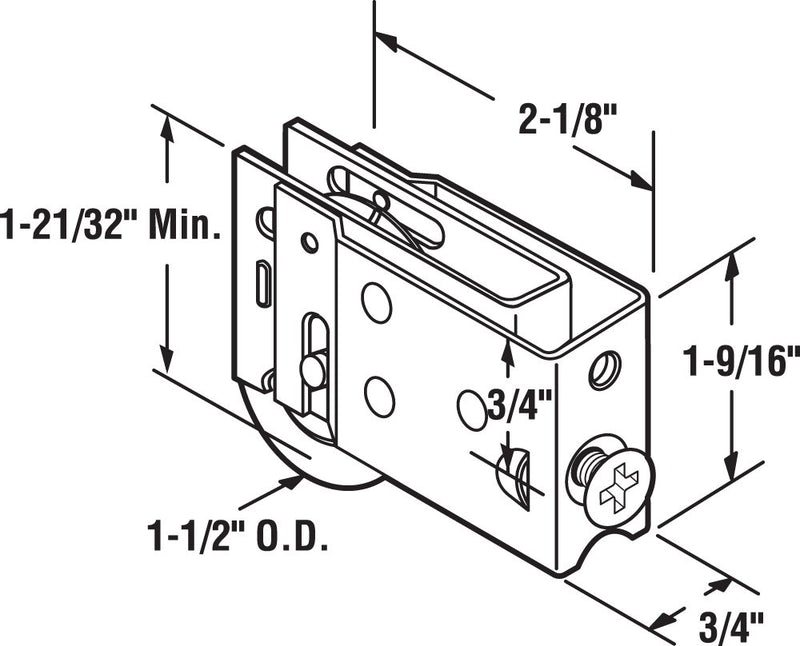 Prime-Line Products D 1822 Sliding Door Roller Assembly with 1-1/2-Inch Steel Ball Bearing - NewNest Australia