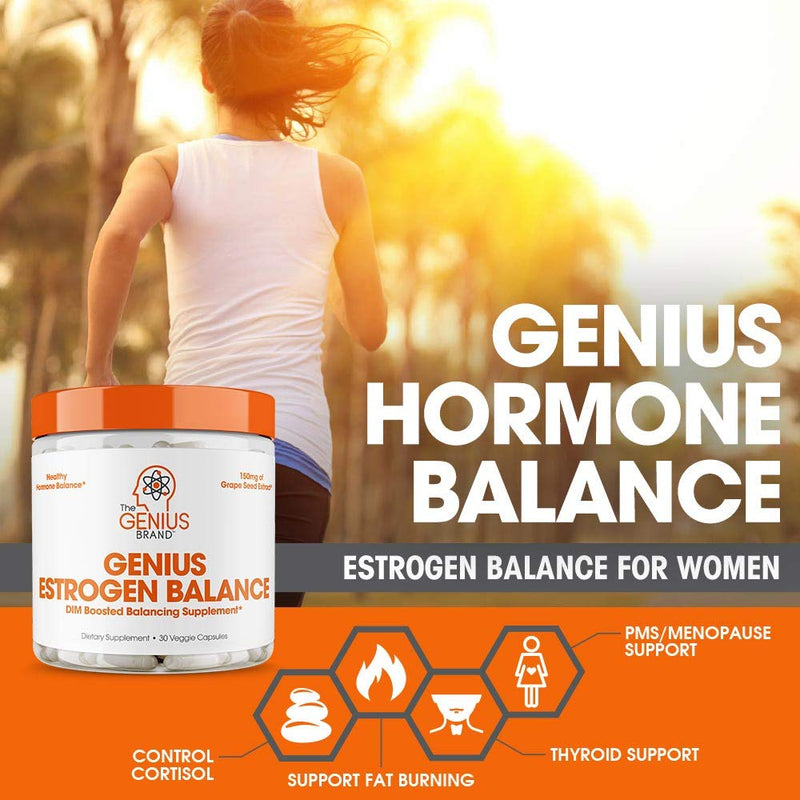 Genius Estrogen Balance – DIM Supplement w/Grape Seed Extract, Dual Estrogen Blocker for Men & Hormone Balance for Women – Aromatase Inhibitor – Cortisol Manager & Thyroid Support, 30 Veggie Pills - NewNest Australia