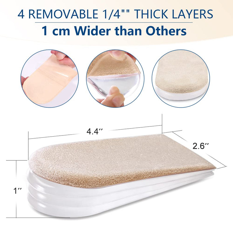 Kimihome Adjustable Orthopedic Heel Lift Inserts, Upgrade and Widen Heel Cushions, 1/4" to 1" Gel Shoe Heels Inserts for Leg Length Discrepancies.(4 Layers,1Pair), Beige - NewNest Australia