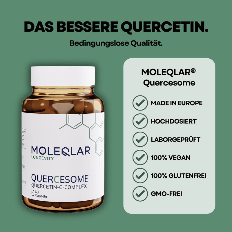 MoleQlar high-dose quercetin capsules - 60 capsules of premium quercetin C complex - 500 mg quercetin phospholipid per serving - 20x better bioavailability than powder - NewNest Australia