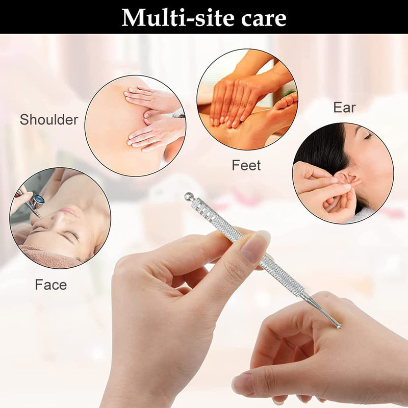 Tuknn Acupuncture Pen, Meridian Pen, Acupressure Rod, Acupressure Pen, Massage Pen, Acupuncture Sticks, Scar Care, Stainless Steel, Length 10 Cm, Ball Diameter 2/5 Mm - NewNest Australia