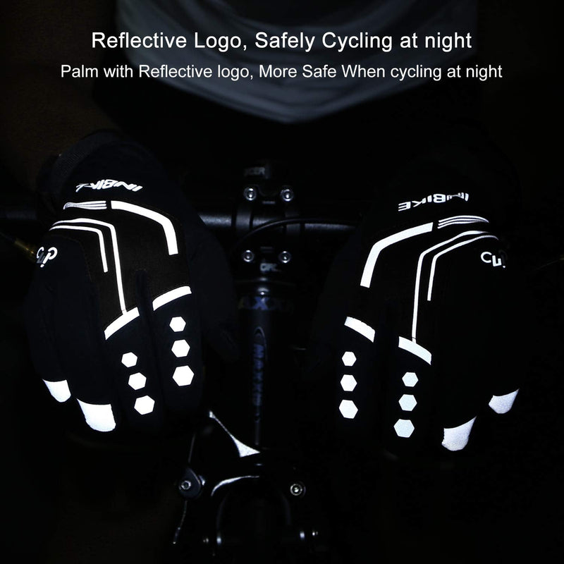 INBIKE Cycling Gloves for Men Winter Windproof Reflective Thermal Gel Pads Touch Screen Windproof-Black Medium Palm Girth 8.5-9" - NewNest Australia