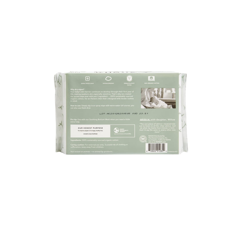 HONEST Organic Cotton Dry Wipes, 48 Count 48 Count (Pack of 1) - NewNest Australia