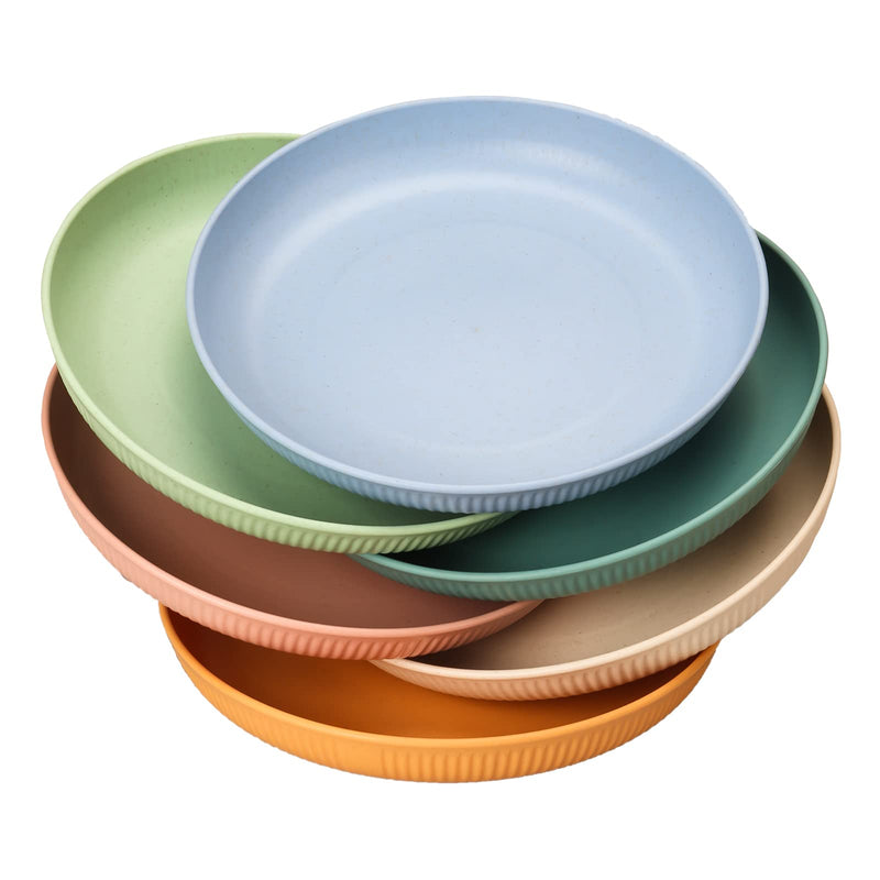 6pcs Unbreakable Dinner Plates Set, Plastic Plates Deep Camping Plates Set, 9 Inch Picnic Plates for Salad, Pasta, Party, Home, Office, Microwave and Dishwasher Safe 6pcs - NewNest Australia