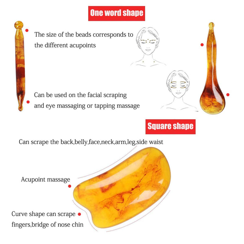 7 Pack Gua Sha Scraping Massage Facial Tools Kit, Resin Amber Guasha Scraper Board Health Care Beauty Scrape Plate with Flax Bag for Face Body Leg Back Care Physical Acupuncture Deep Tissue Therapy - NewNest Australia