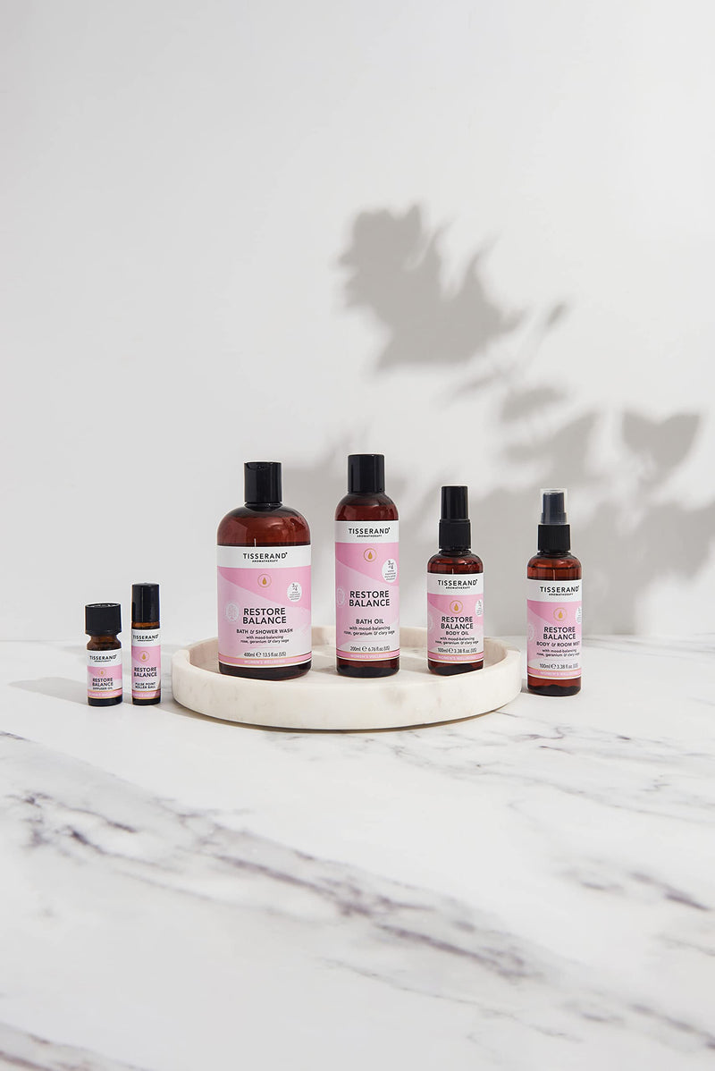 Tisserand Aromatherapy | Restore Balance Discovery Kit | Rollerball, Body Oil & Mist | Perimenopause, Menopause & Menstruation Support for Women | Rose, Clary Sage & Geranium | Natural Essential Oils - NewNest Australia