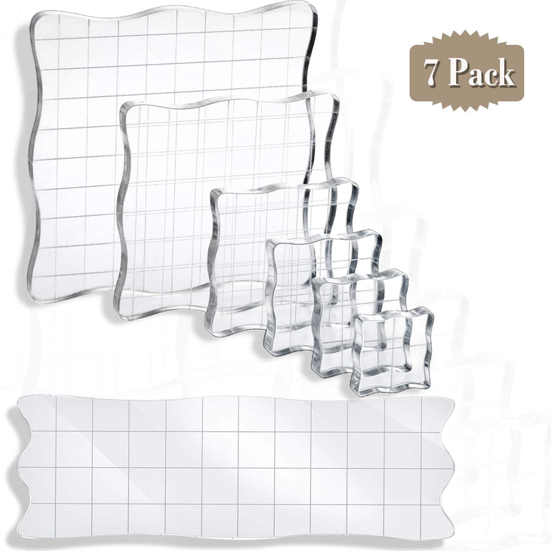 7 Pieces Stamp Blocks Acrylic Clear Stamping Blocks Tools with Grid and Grip, Decorative Stamp Blocks for Scrapbooking Crafts Making, DIY Crafts Ornaments - NewNest Australia