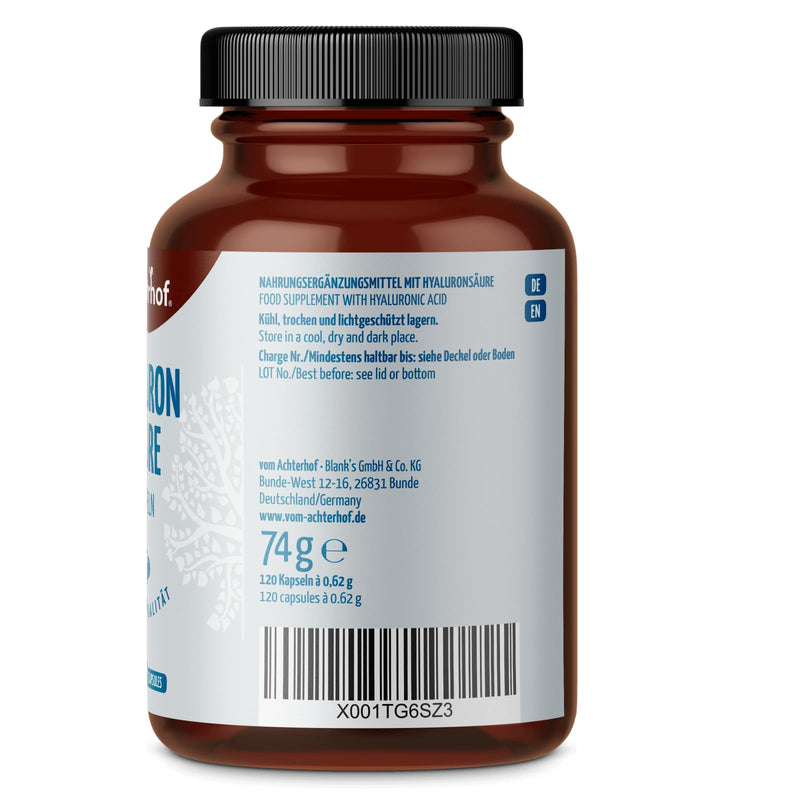 Hyaluronic acid 120 capsules | Highly dosed with 500mg hyaluronic acid per capsule | 100% vegan | Highly pure and made without solvents | from the aft yard - NewNest Australia