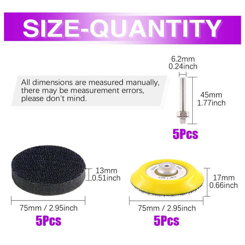 Swpeet 10Pcs 3 Inch (75mm) Sanding Discs Pad Kit, Including 5Pcs 1/4" Shank Drill Attachment Backing Pads and 5Pcs Soft Foam Layer Buffering Pad for Hook and Loop Sanding Pad Drill Grinder - NewNest Australia
