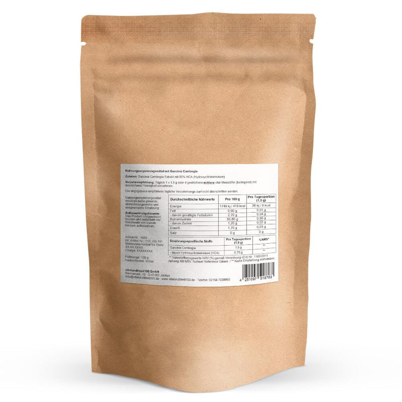 Garcinia Cambogia powder 100 g - rich in calcium, vitamin A, BC - high dosage, vegan, free of gluten, lactose, genetic engineering - no additives - NewNest Australia