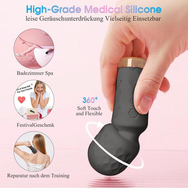 Auplay Mini Massage Stick Strong Vibration For Women Relaxation Muscle Soreness, Portable Small With 10 Vibration Modes, Quiet Wireless Silicone Hand Massager, Can Be Switched Freely - NewNest Australia