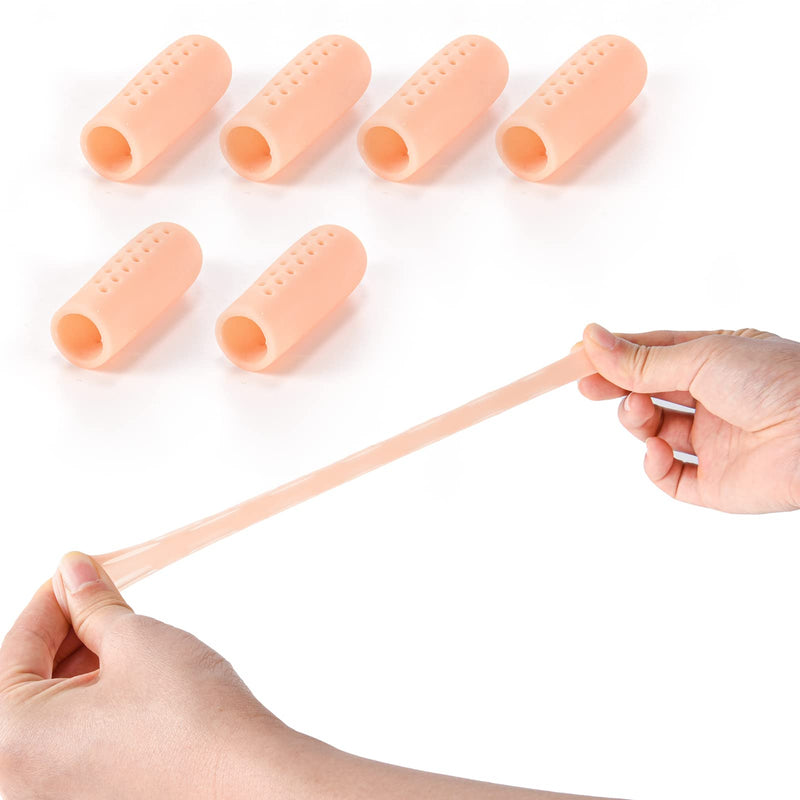 RosewineC 12pcs Gel Finger Cots Silicone Finger Protectors, Breathable Finger Sleeves Finger Bandages, Finger Covers with Hole for Hand Eczema, Finger Cracking or Arthritis, 2 Colors - NewNest Australia