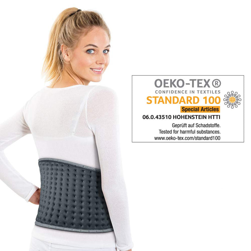 Beurer HK 49 Cozy heating pad, for use on the stomach and back, with elastic band and Velcro fastener, automatic switch-off, machine washable, gray stomach and back heating pad - NewNest Australia