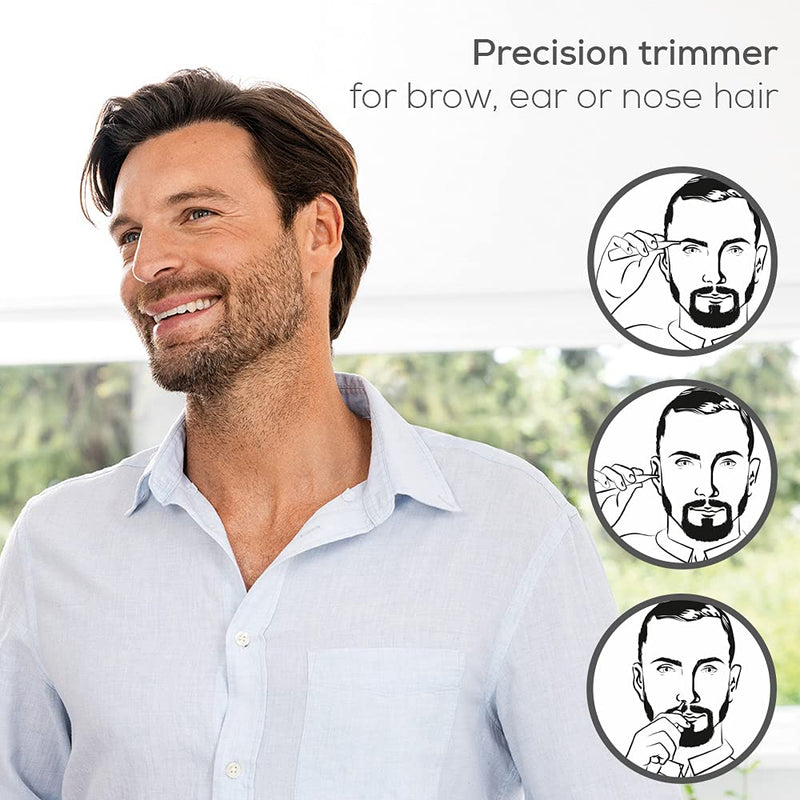 Beurer HR2000 Barbers Corner Precision Trimmer | Shape and trim your eyebrows, nose and ear hair | Perfectly angled design | Includes comb attachment with 2 trim lengths (3mm and 6mm), 58000 - NewNest Australia