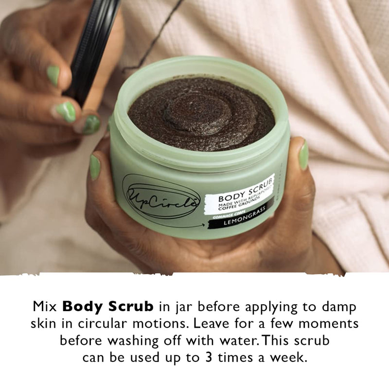 UpCircle Exfoliating Coffee Body Scrub with Lemongrass 220ml - Sea Salt, Lime + Coconut Oil - Targets Cellulite + Stretch Marks - Natural, Vegan Exfoliator For Soft, Smooth Skin - NewNest Australia