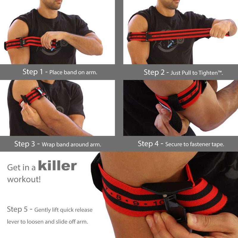 BFR BANDS Occlusion Bands (PRO X) – 2 Pack, 2 Inch Wide, Blood Flow Restriction Band Set for Arms w/Pull to Tighten, Quick-Release Buckle & Training eBook - NewNest Australia
