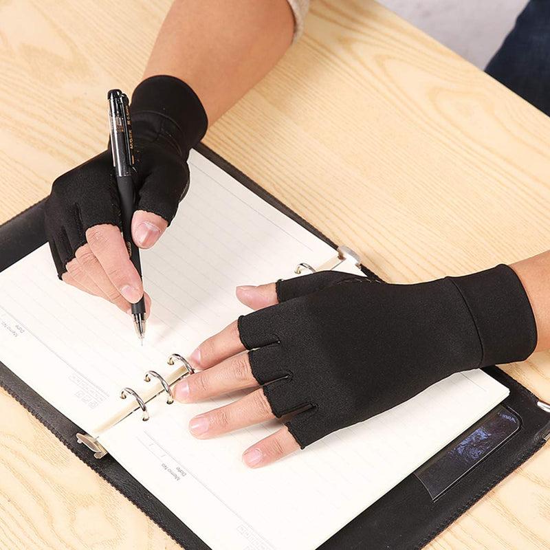 Upgraded Half Finger Arthritis Gloves Compression Therapy Gloves Relief Stiff Joints, Inflammation, Carpal Tunnel, Rheumatoid Pain, Non Slip Cosy Gloves for Housework, Typing, Cycling, Driving L Half Finger Gloves - NewNest Australia