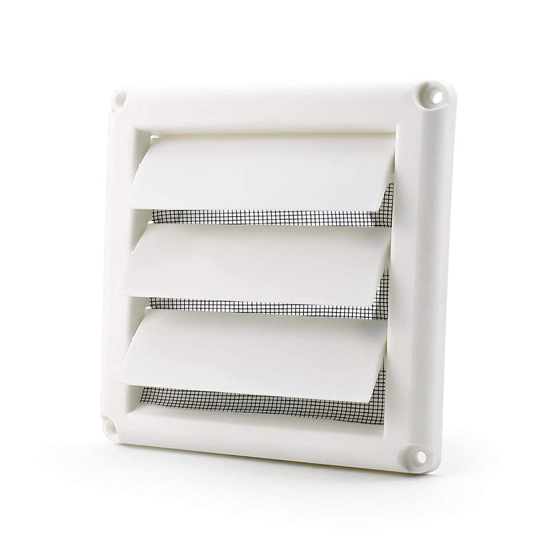 Funmit 4" Louvered Vent Cover for Exterior Wall Vent Hood Outlet Airflow Vent Dryer Air Vent with Screen Includes 4 Screw for Easy Installation (White) 4" Dryer vent cover - NewNest Australia