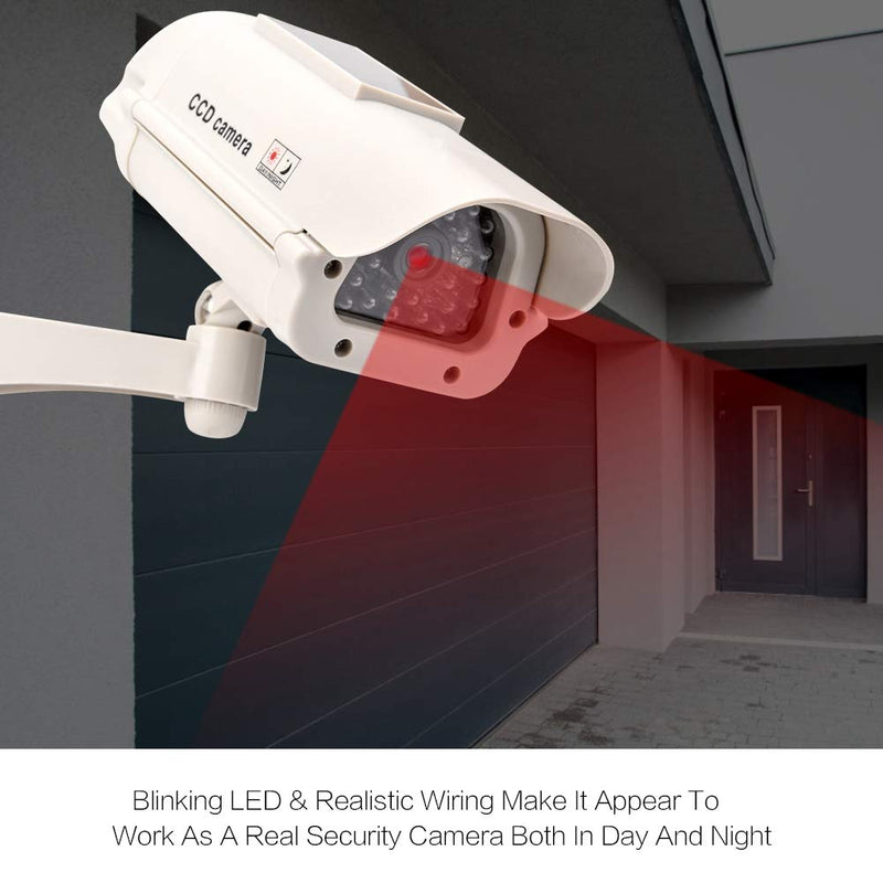 Fake CCTV Security Camera Simulated Cameras Solar Power Dummy Fake Camera Home Surveillance Simulation Waterproof Monitor with LED Light - NewNest Australia