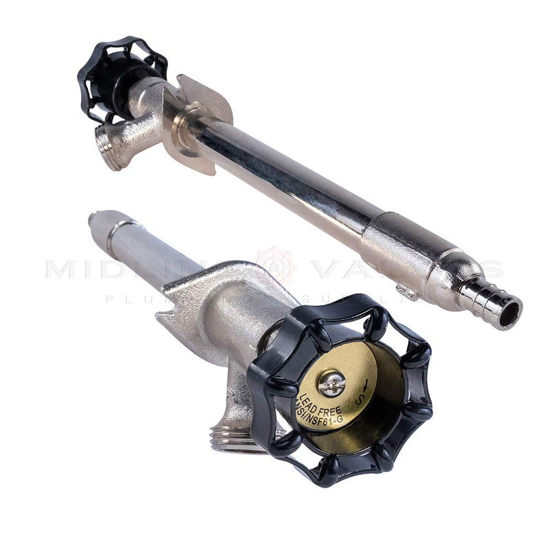 Midline Valve 8428P Sillcock Pipe Chrome Plated Brass Body Frost 1/2 inch PEX Connection and 3/4 inch Hose Bib Lead Free, 6 6 in. - NewNest Australia