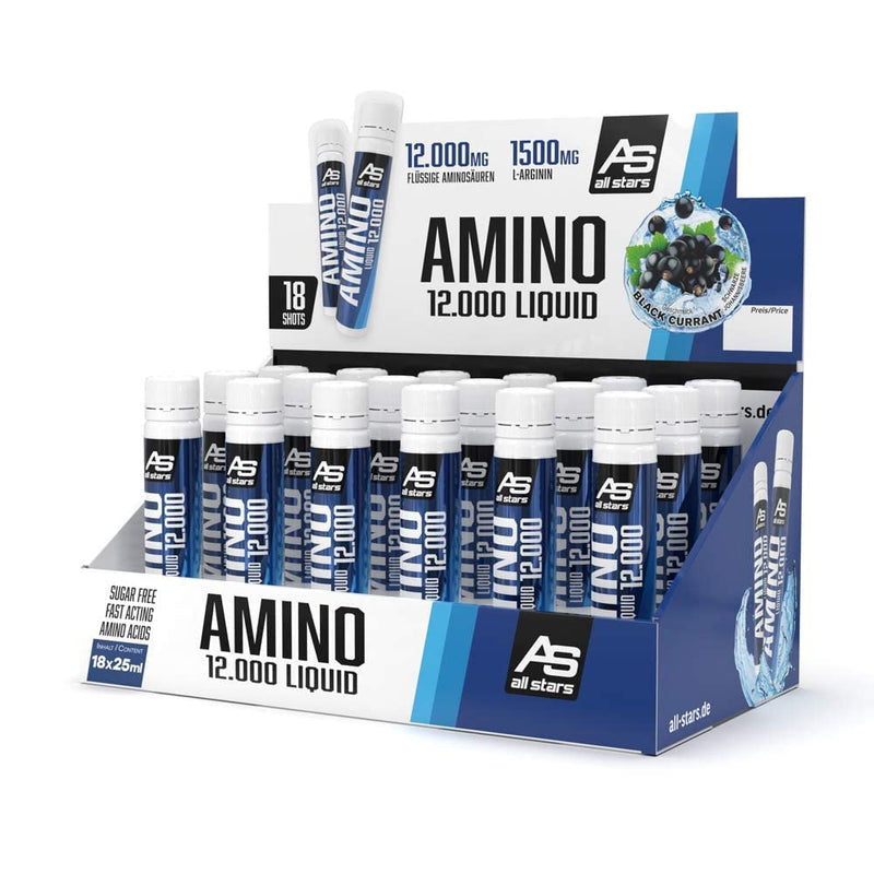 All Stars Amino Liquid 18 X 25 Ml Black Currant I Amino Acids Liquid & High Dosage I Drink With Bcaa + Glutamine + L-Arginine I Syrup For Mixing With Water I Liquid Supplement, Sugar-Free - NewNest Australia