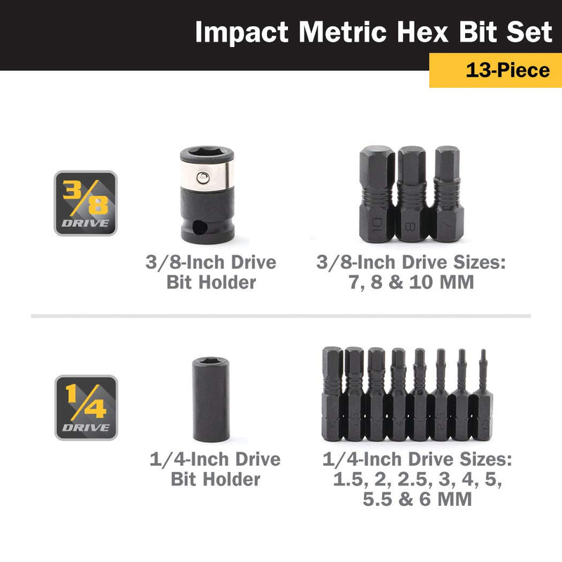 Titan 16038 13-Piece Metric Impact Grade Hex Bit Set - NewNest Australia