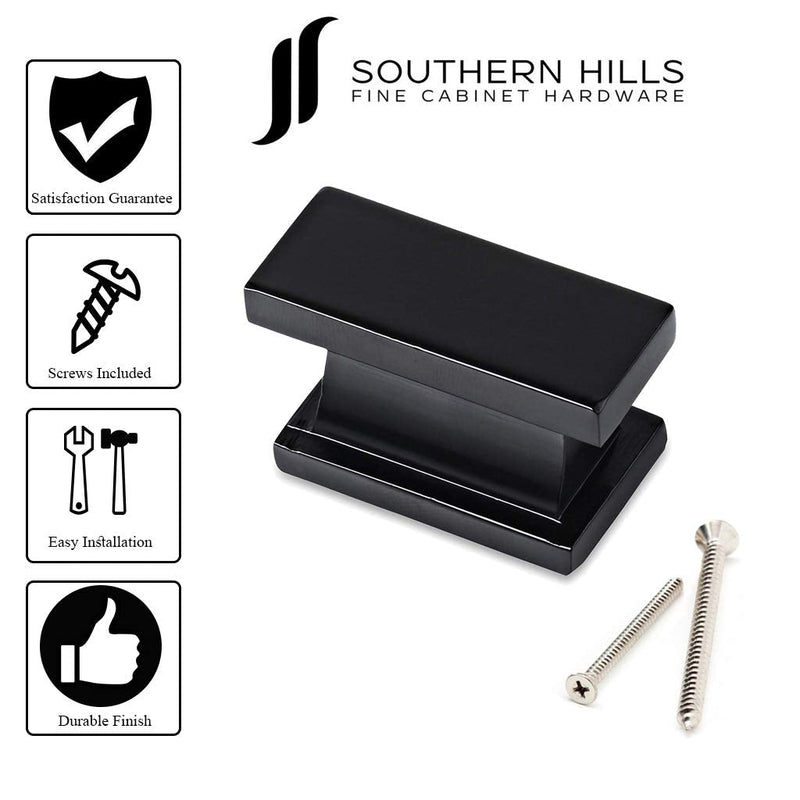 Southern Hills Black Cabinet Knobs - Rectangle - Pack of 5 - Kitchen Cabinet Knobs - Cabinet Hardware Pulls - SHKM001-BLK-5 - NewNest Australia