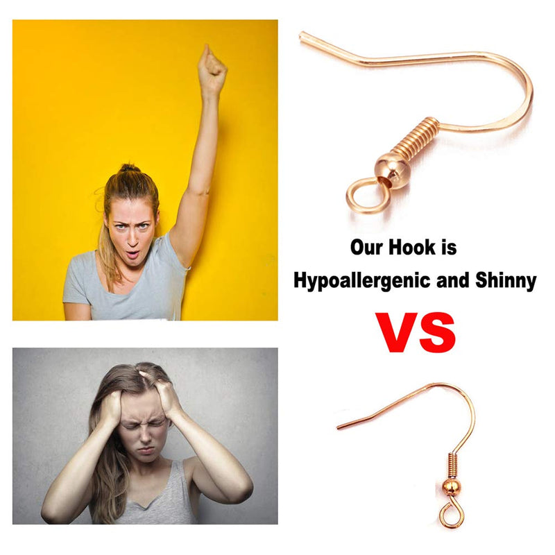 Earring Hooks for Jewelry Making - 120 PCS/60 Pairs Hypoallergenic 14K Gold Ear Wires Fish Hooks for Jewelry Making, Jewelry Findings Parts with 120 PCS Rubber Earring Backs Stopper for DIY Earrings - NewNest Australia