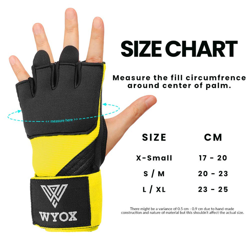 WYOX Gel Quick Hand Wraps for Boxing MMA Kickboxing - EZ-Off & On - Padded Knuckle with Wrist Wrap Protection for Men Women Youth Yellow X-Small - NewNest Australia