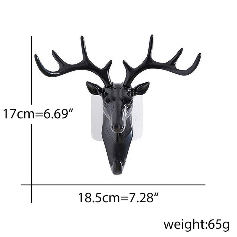 NewNest Australia - 6.69"x7.28" White Creative Antler Home Decoration Resin Hook Wallhook for Key Personality Animal Deer Head Free Punch Towels Wall Hook 