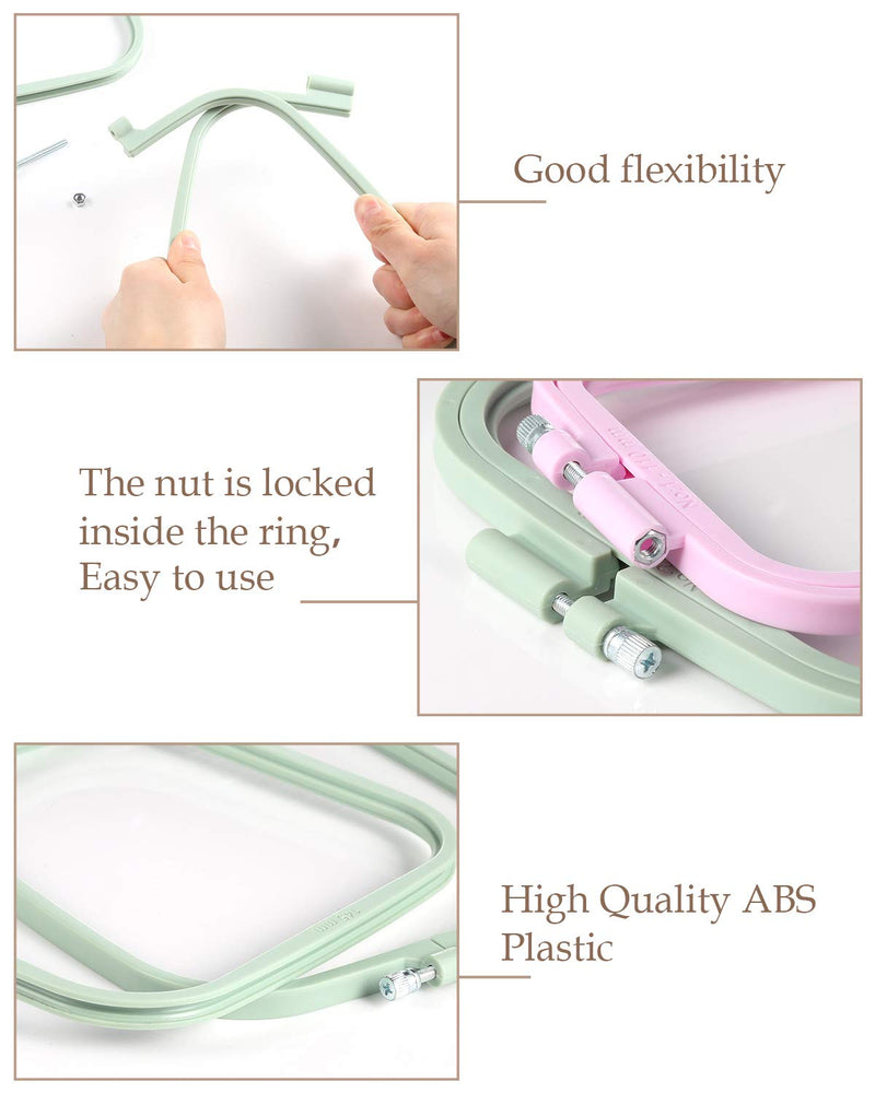 Pllieay 4 Pieces 4 Sizes Square Embroidery Hoops, Cross Stitch Hoop and ABS Plastic Embroidery Hoops for DIY Embroidery Project 3", 4.3", 6.5", 8.7" - NewNest Australia