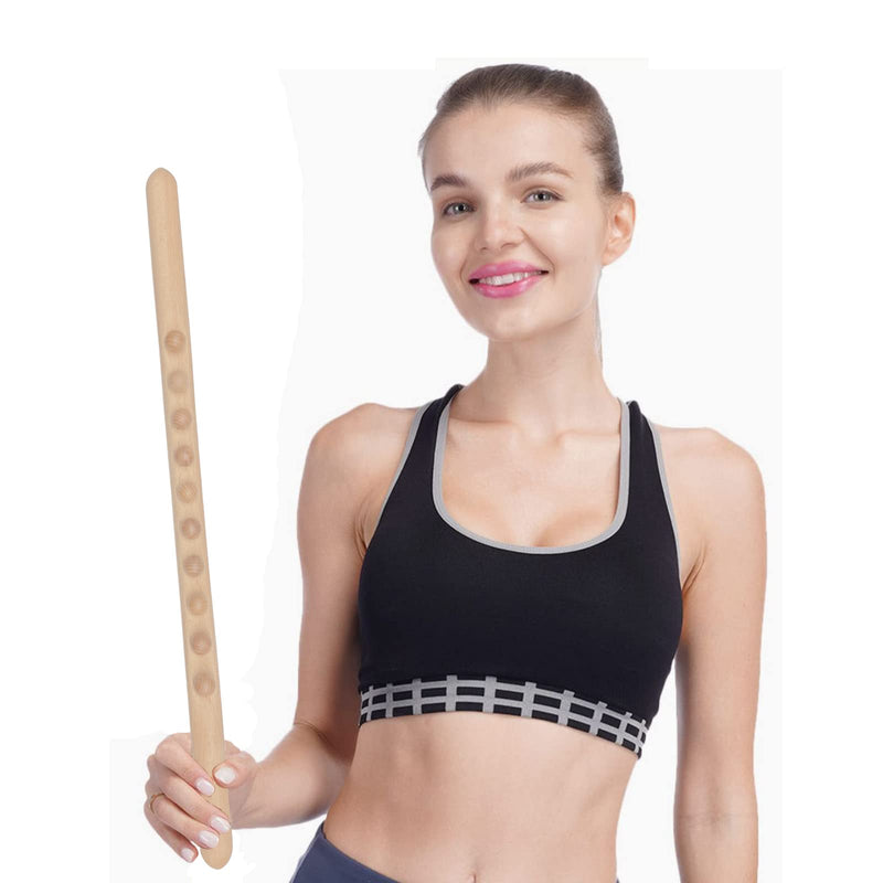 Bounabay Wooden Massage Roller , 60cm Beech Celulitis Wood Massage Tools, Relaxation Relieve Sore Muscles Massager Scraping Stick for Waist Shoulder Back Sculpture 10 Beads - NewNest Australia