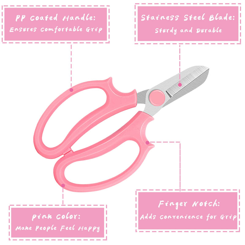 3 Pcs Garden Scissors Floral Shears,Professional Floral Scissors with Comfortable Grip Handle,Premium Garden Pruning Shears for Plants Trimming and Fruit Picking Trimming,Pink - NewNest Australia